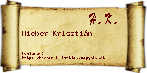 Hieber Krisztián névjegykártya